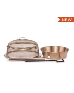 bundled patio fire pit heat deflector with screen and poker