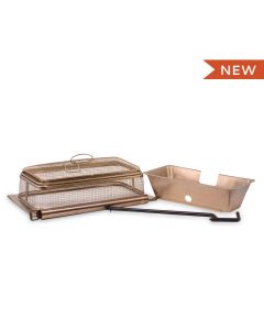 bundled retreat fire pit heat deflector with screen and poker
