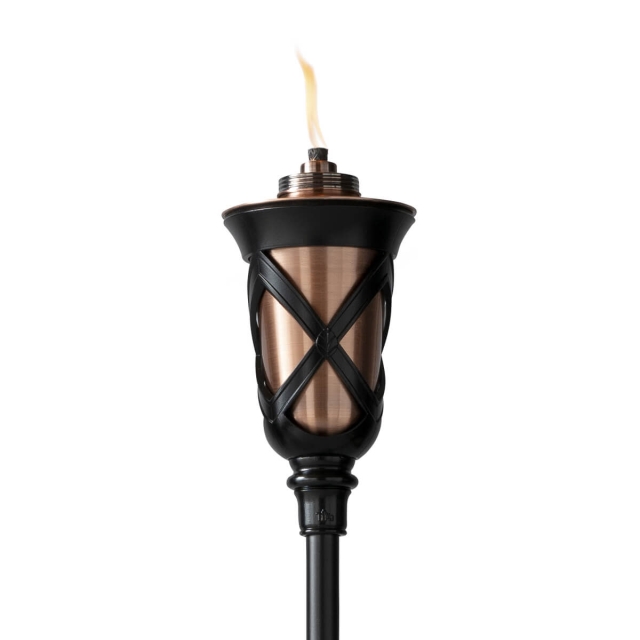 province tiki torch up close white background