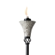gray mosaic tiki torch up close white background