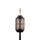 close up black metal tiki torch