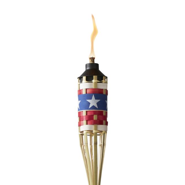 americana tiki torch up close white background