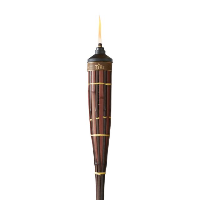 royal polynesian bamboo tiki torch up close white background