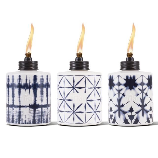 3 PACK - TIE DYE GLASS TABLE TORCHES