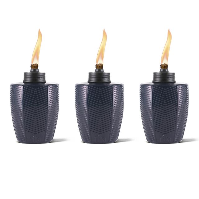 3 Blue Herringbone TIKI torches