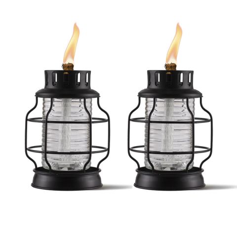 2 PACK - METAL LANTERN TABLE TORCHES