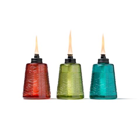 3 PACK - MOLDED GLASS TABLE TORCHES