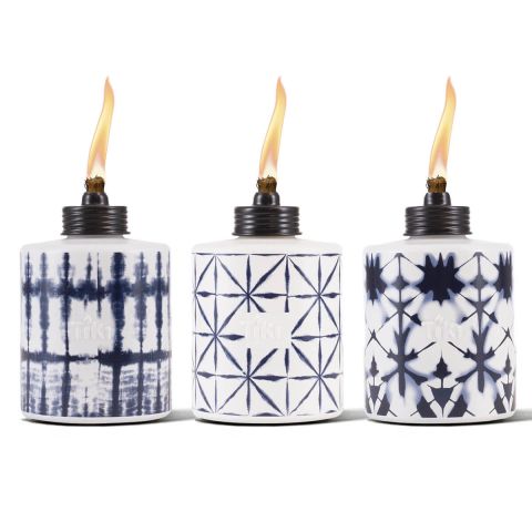 3 PACK - TIE DYE GLASS TABLE TORCHES