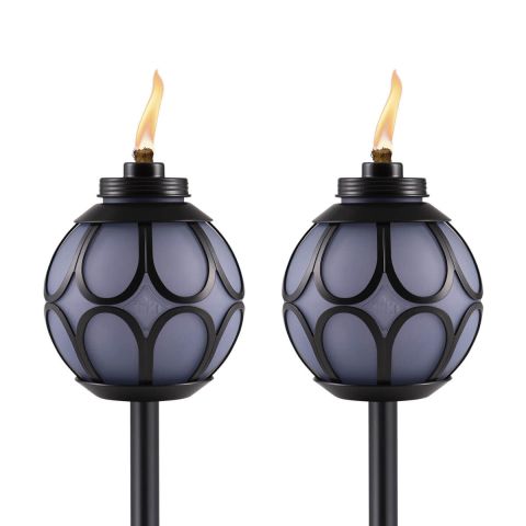 2 PACK - EASY INSTALL METAL GLOBE TORCHES