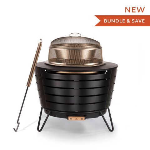 Smokeless Patio Fire Pit + Heat Deflector and Screen Bundle