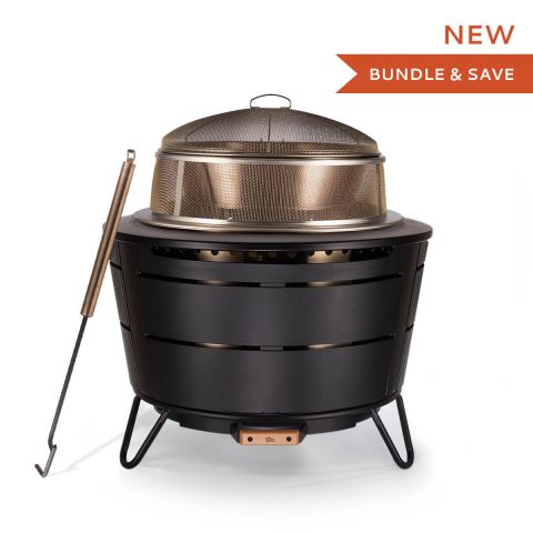 Smokeless Reunion Fire Pit + Heat Deflector and Screen Bundle