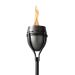 silver large flame tiki torch up close white background