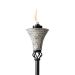 gray mosaic tiki torch up close white background