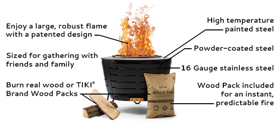 robust flame, stainless steel, powder coated, Wood Pack included