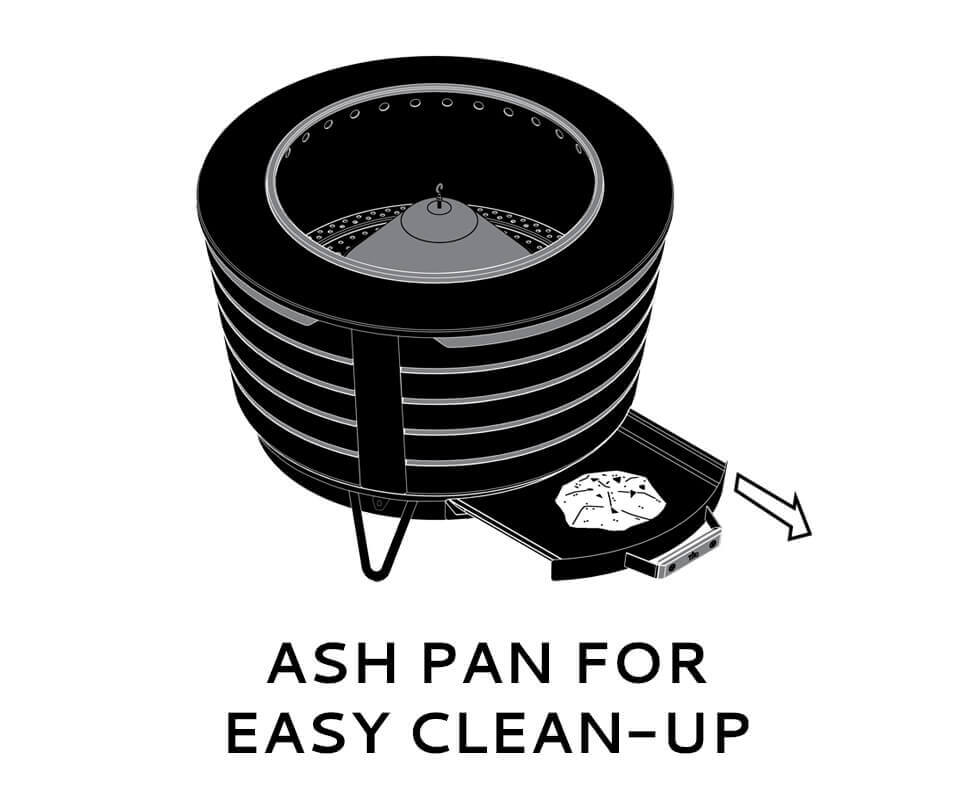 Ash Pan included for easy cleanup and less mess