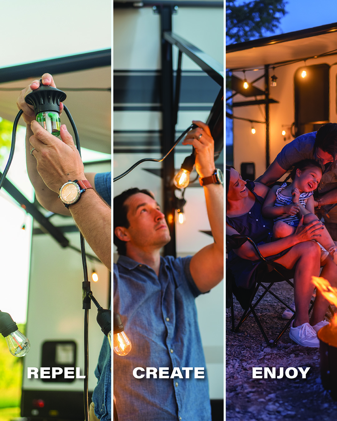 Camping with String LIghts