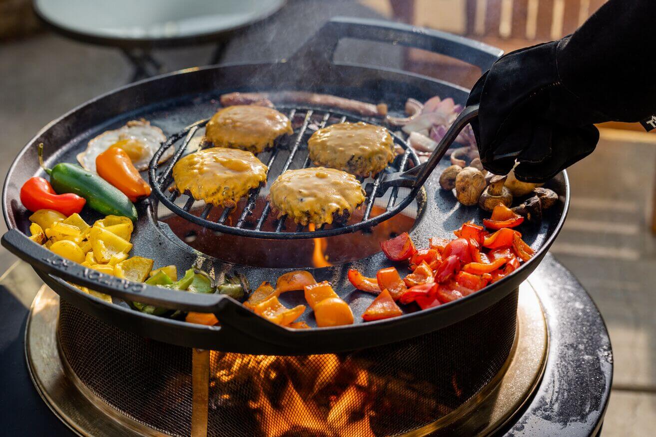 fire pit griddle on the patio fire pit wian array of food cooking